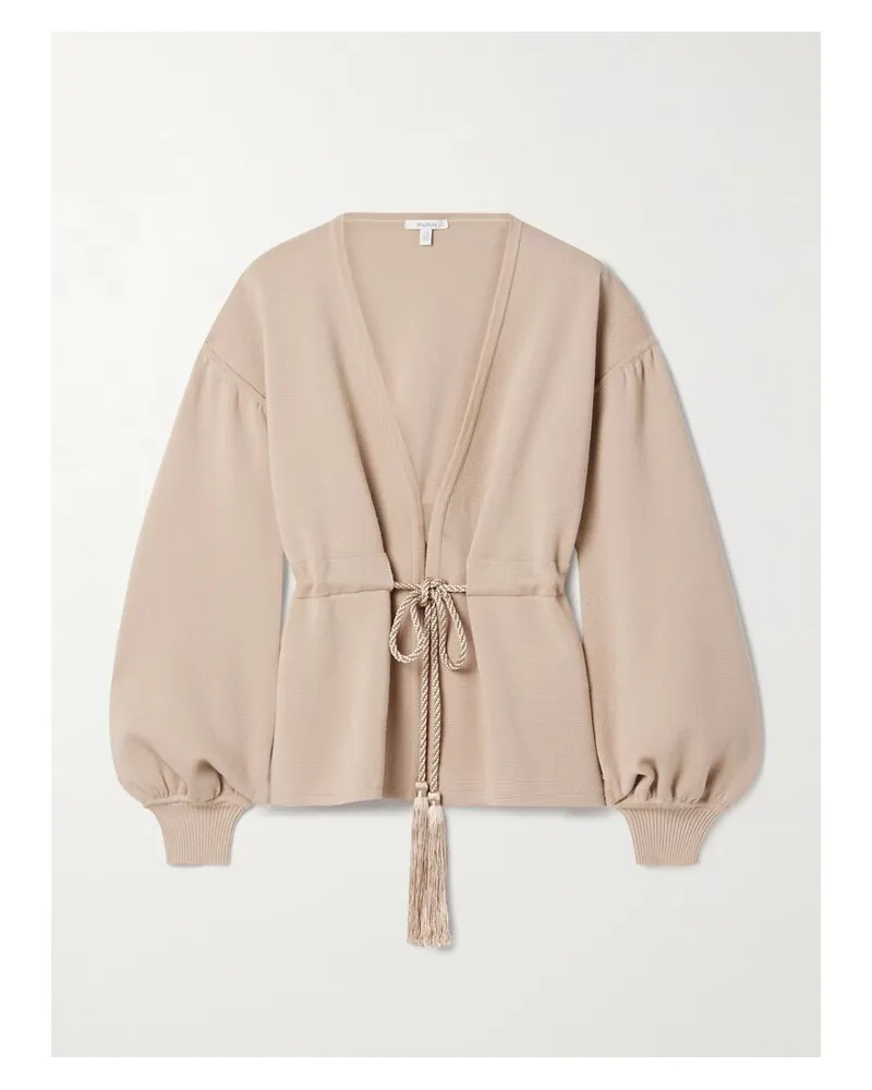 Max Mara Tiberio Cardigan Aus Wolle Mit Bindegürtel - Neutral Neutral