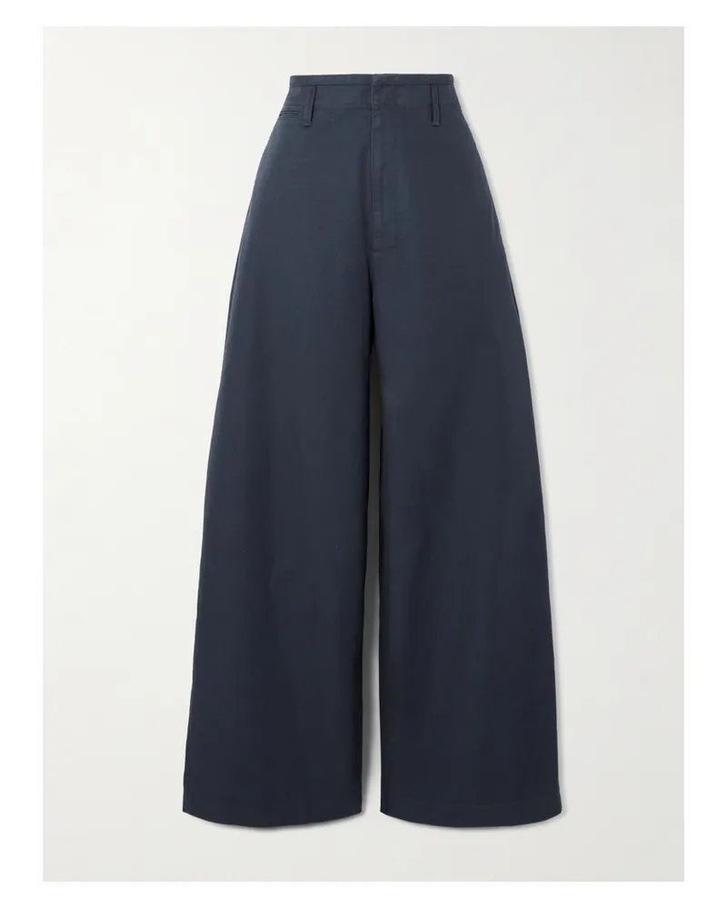 Christophe Lemaire Hose Mit Weitem Bein Aus Biobaumwoll-twill - Blau Blau