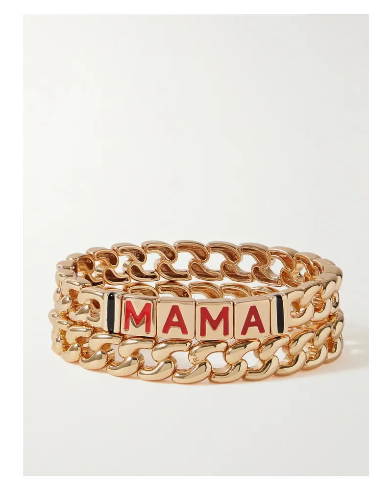 Roxanne Assoulin The Mama Link Set aus Zwei farbenen Armbändern Gold