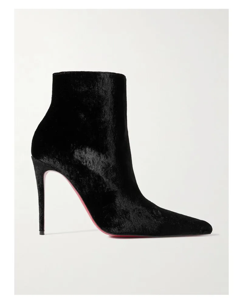Christian Louboutin Kate Max 100 Ankle Boots Aus Samt - Schwarz Schwarz