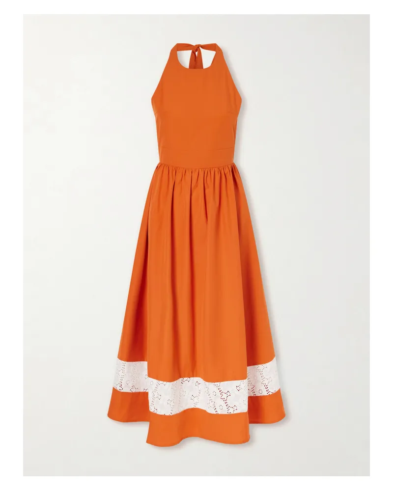 DESTREE Lila Lace-trimmed Cotton Mini Dress - Orange Orange