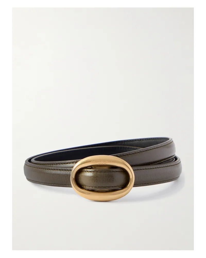 Saint Laurent Glossed-leather Belt - Green Green