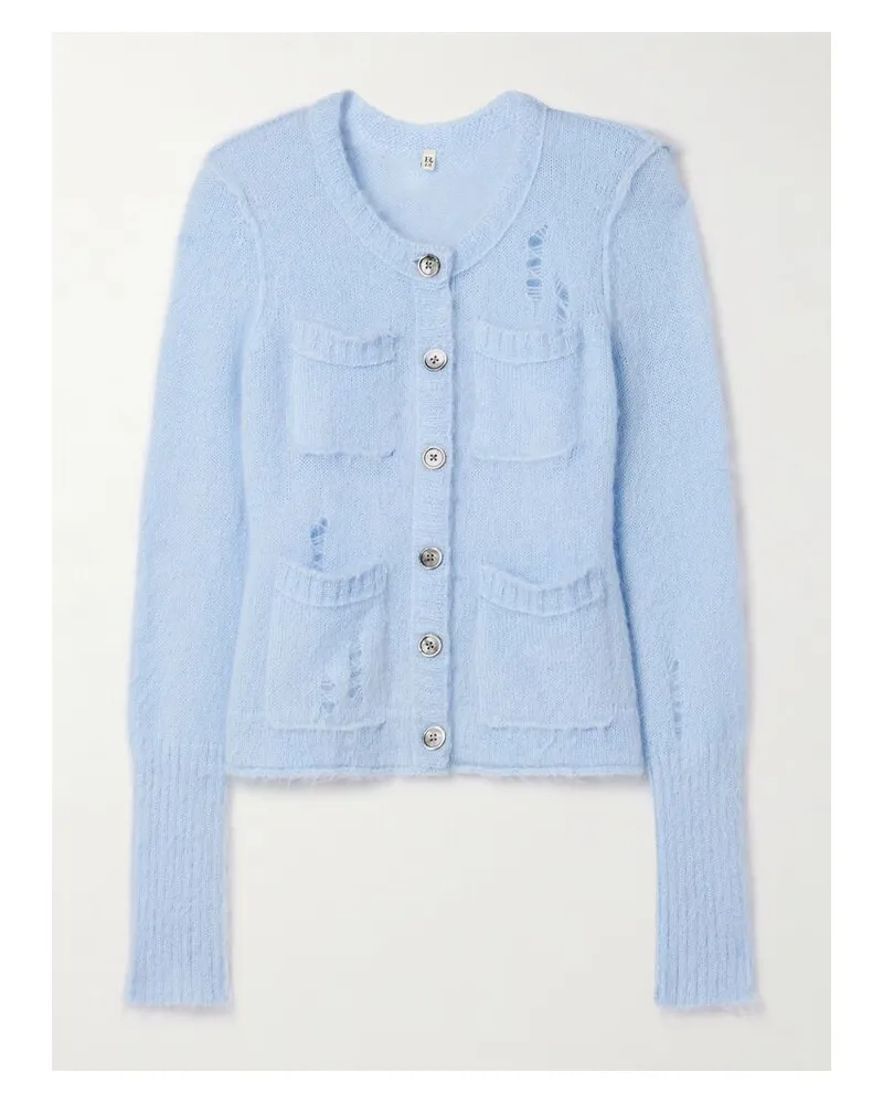 R13 Gestrickter Cardigan Mit Distressed-details - Blau Blau
