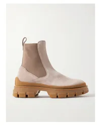 Moncler Hevea Chelsea Boots aus Veloursleder Braun