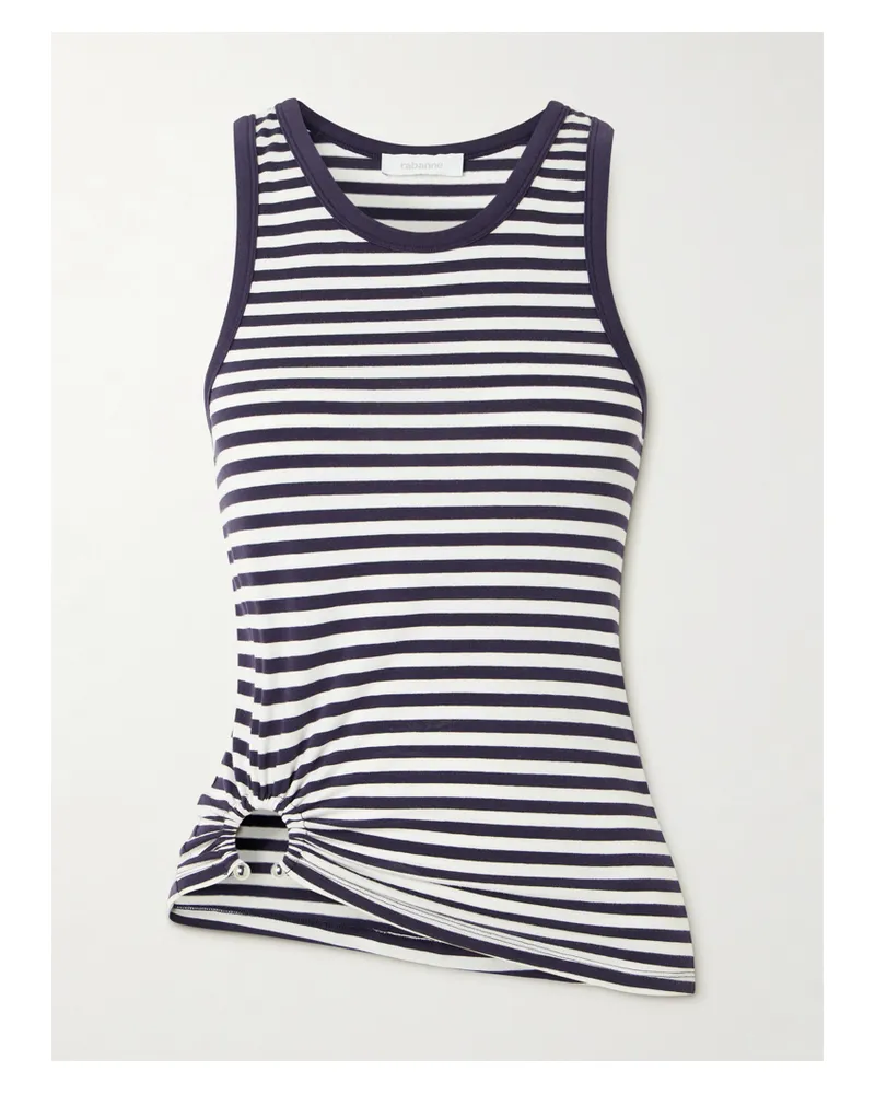 Paco Rabanne Tanktop Aus Gestreiftem Jersey Aus Einer Baumwollmischung Mit Verzierung - Weiß Weiß