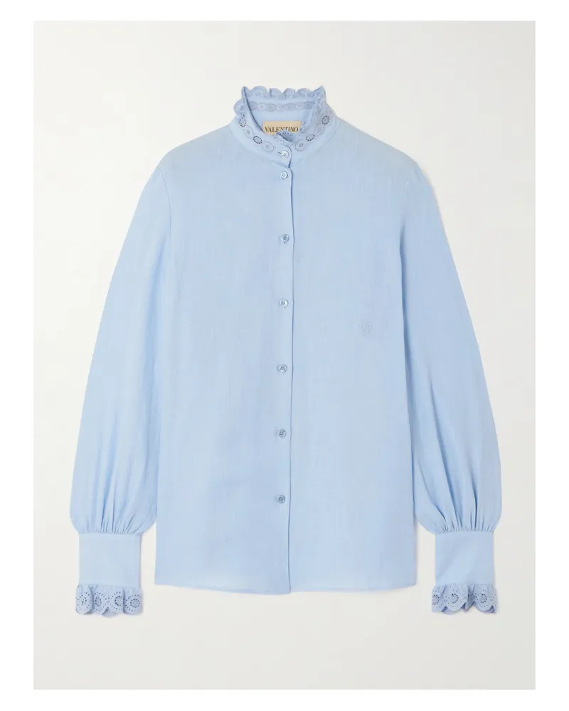 Valentino Garavani Hemd Aus Leinen Mit Stickereien - Blau Blau