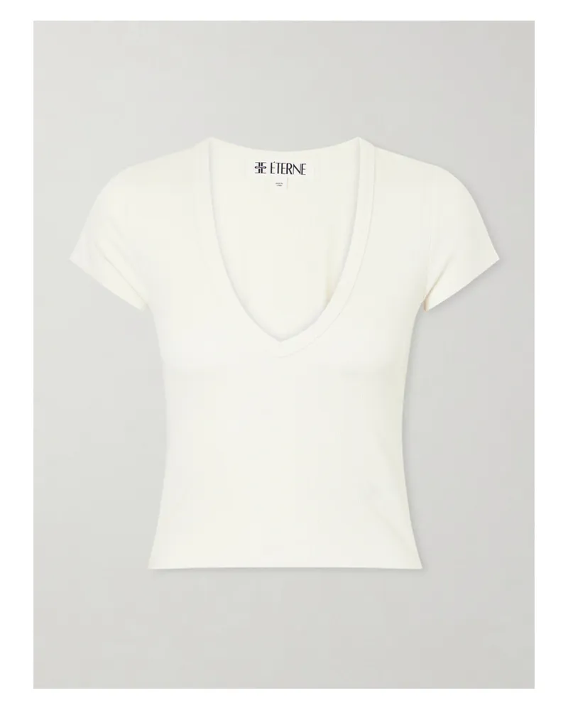 ÉTERNE Ribbed Jersey T-shirt - Neutrals Neutrals