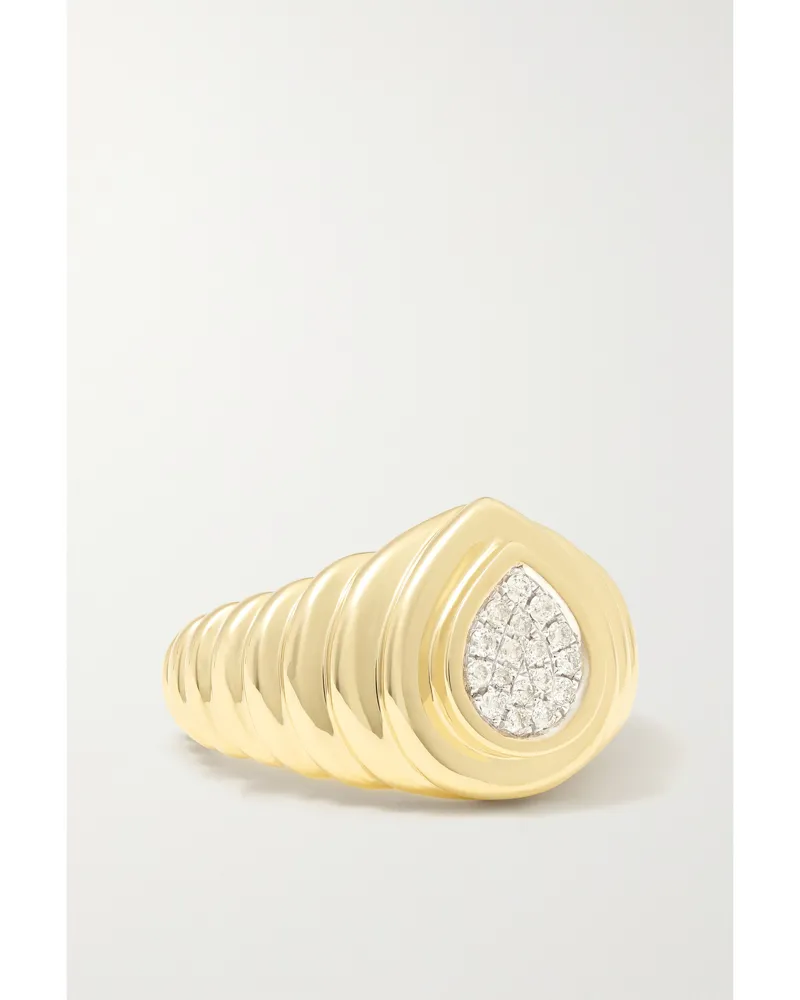 Yvonne Léon Mini Siegelring Aus 9 Karat Gold Mit Diamanten Gold