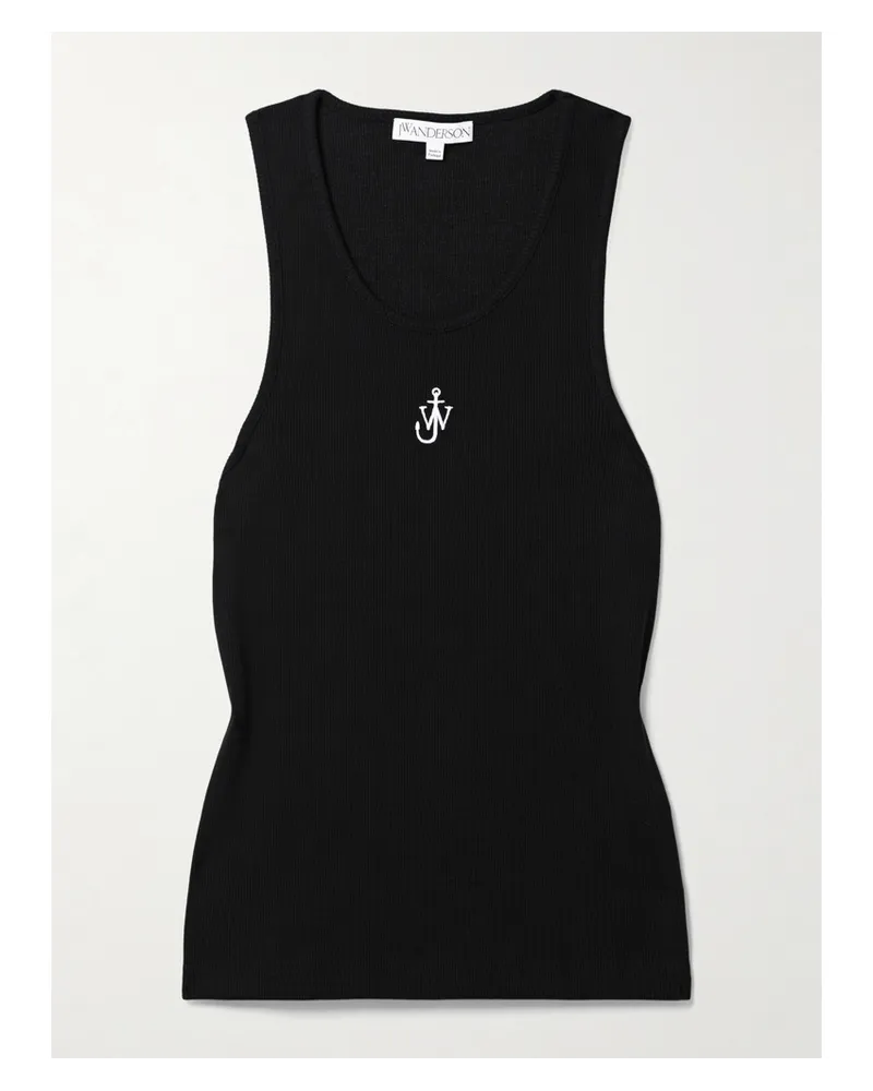 J.W.Anderson Tanktop aus Geripptem Jersey mit Stickerei Schwarz