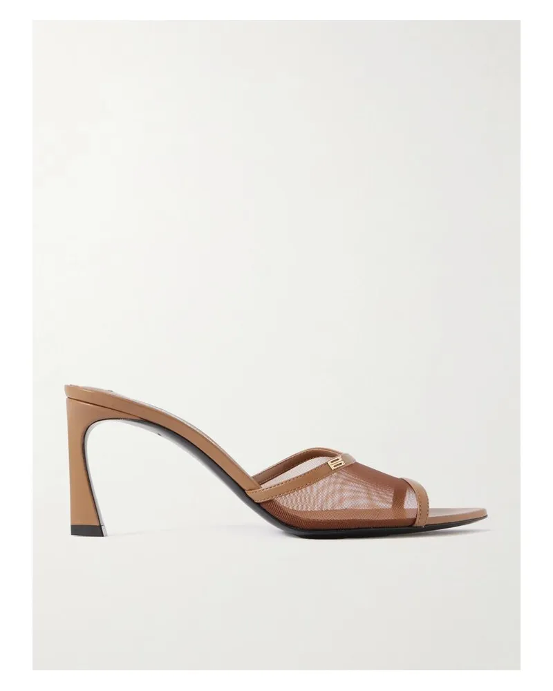 Victoria Beckham Mules Aus Mesh Mit Lederbesätzen Und Verzierung - Braun Braun