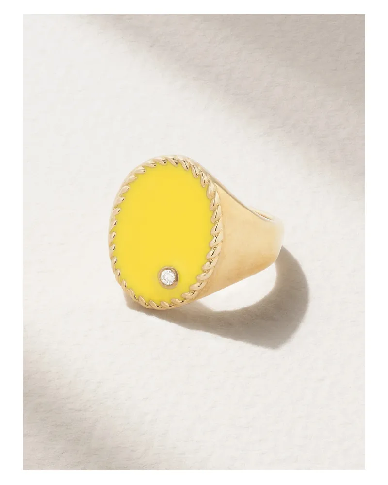 Yvonne Léon Ring Aus 9 Karat Gold Mit Emaille Und Diamant Gold