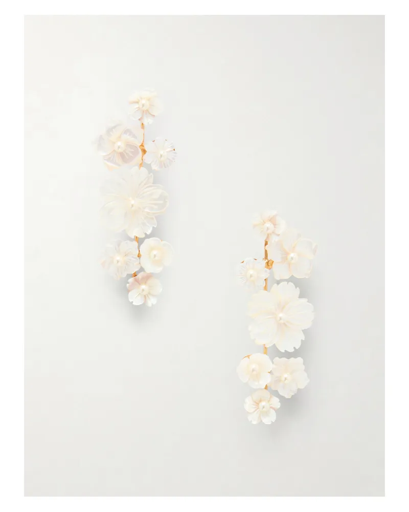 Jennifer Behr Maelynn Gold-tone Mother-of-pearl Earrings - White White