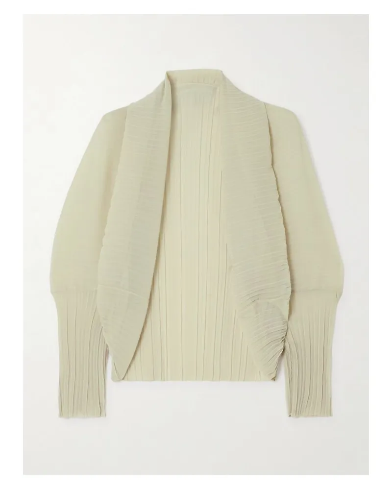 Max Mara Vesuvio Cardigan Aus Plissiertem Chiffon - Ecru Ecru