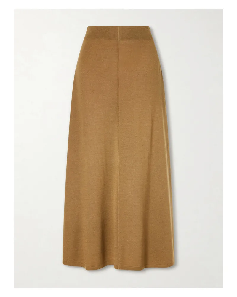 TWP Merino Wool And Silk-blend Midi Skirt - Neutrals Neutrals