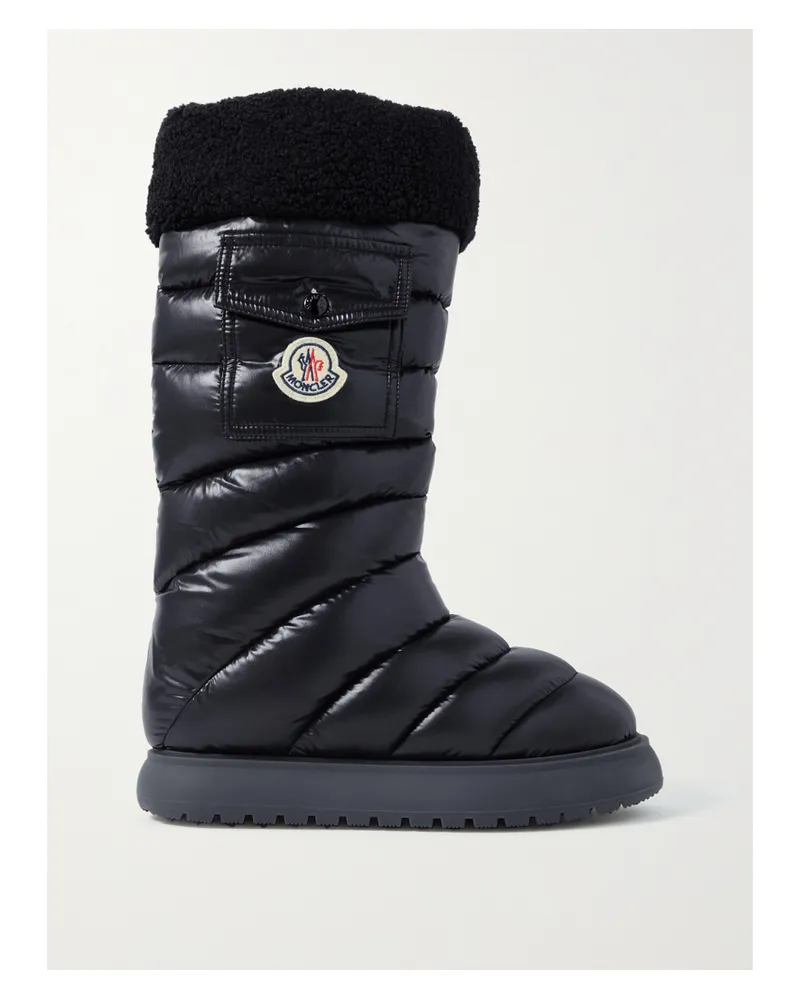 Moncler Gaia Stiefel Aus Gestepptem Shell Mit Fleecebesätzen - Schwarz Schwarz