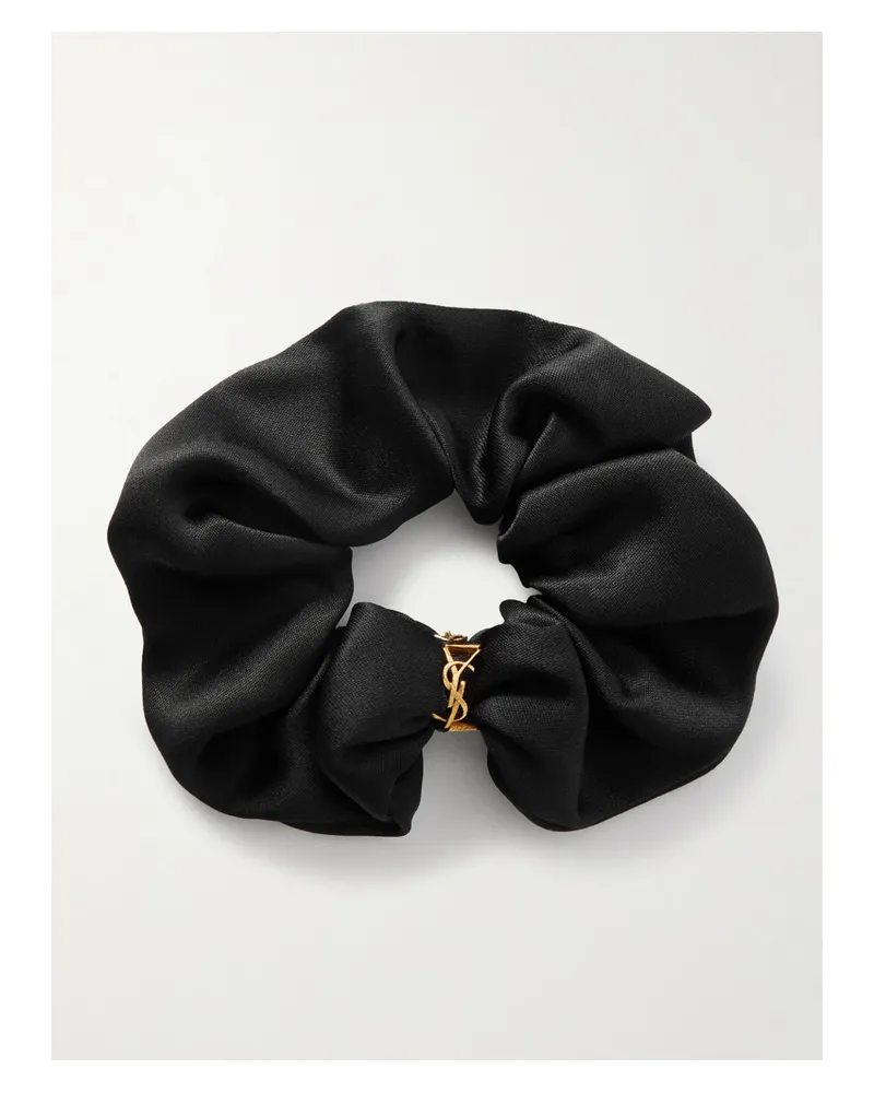 Saint Laurent Embellished Silk-satin Hair Tie - Black Black