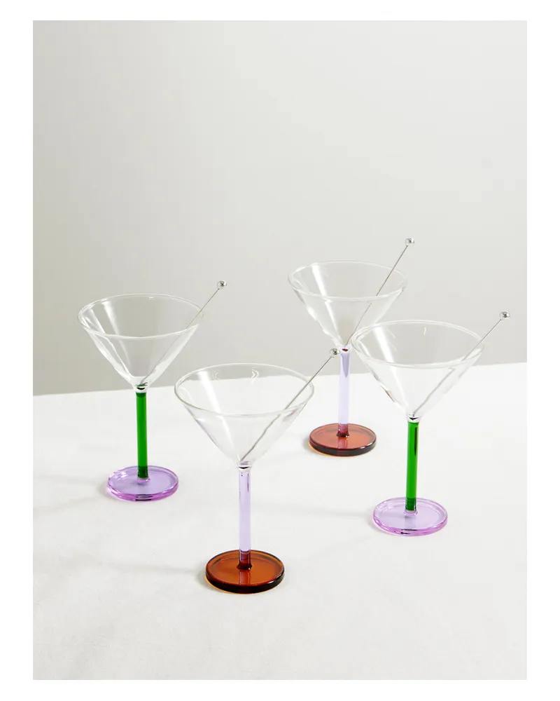 Sophie Lou Jacobsen Piano Set Zweier Cocktailgläser Mit Cocktailspießen Aus Edelstahl - Mehrfarbig Mehrfarbig