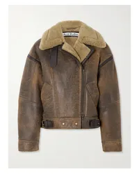 Acne Studios Lederjacke mit Shearling-besatz Braun