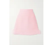 Feather-trimmed Wool And Silk-blend Crepe Mini Skirt - Pink