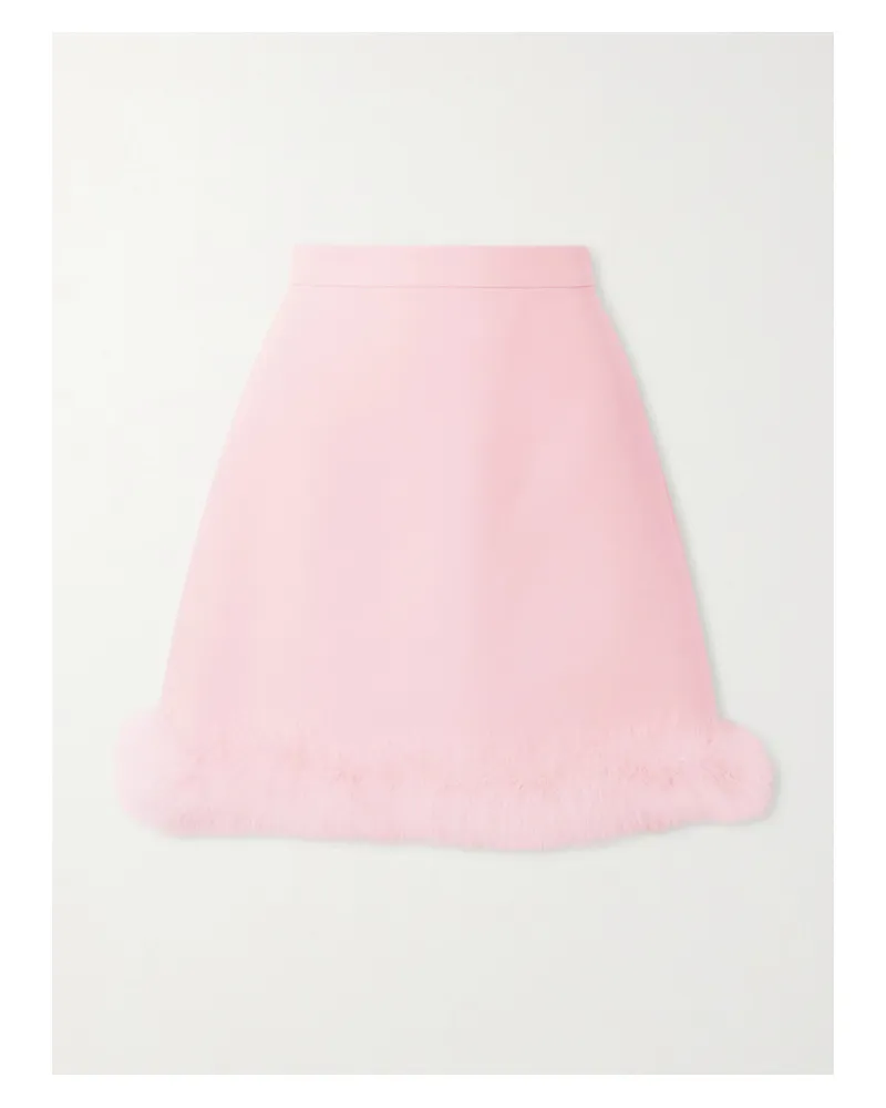 Valentino Garavani Minirock Aus Crêpe Aus Einer Woll-seidenmischung Mit Federn - Pink Pink