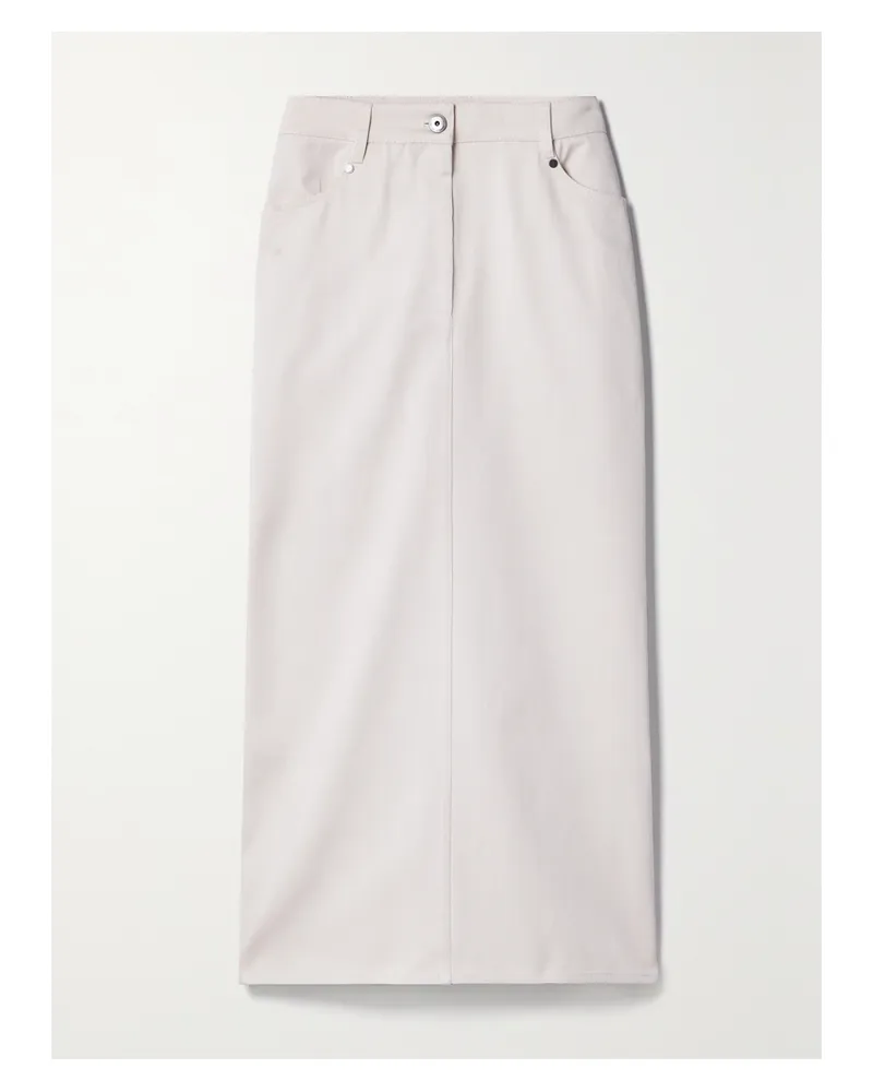 Brunello Cucinelli Midirock Aus Baumwoll-twill - Wollweiß Wollweiß