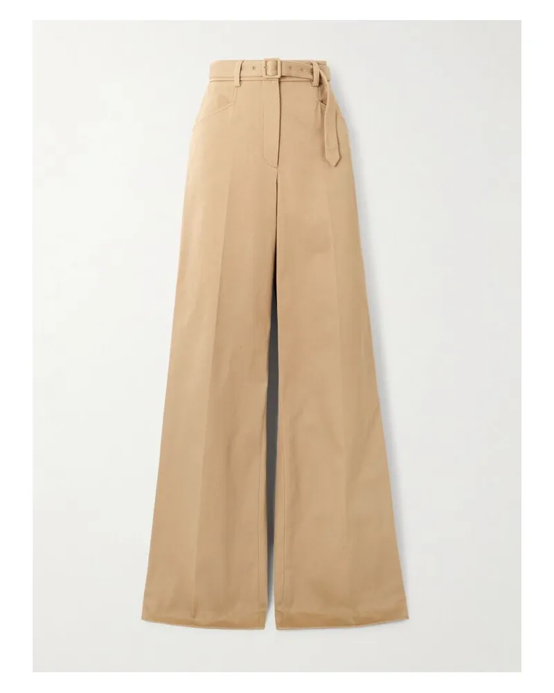 Gabriela Hearst Norman Hose Mit Weitem Bein Aus Baumwollgabardine Mit Gürtel - Braun Braun