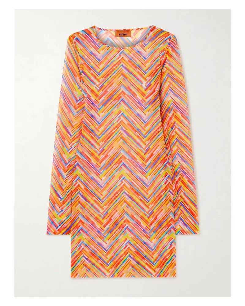 Missoni Mare Minikleid Aus Bedrucktem Stretch-tüll - Mehrfarbig Mehrfarbig