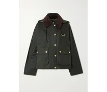 Reighton Hooded Corduroy-trimmed Waxed-cotton Jacket - Green