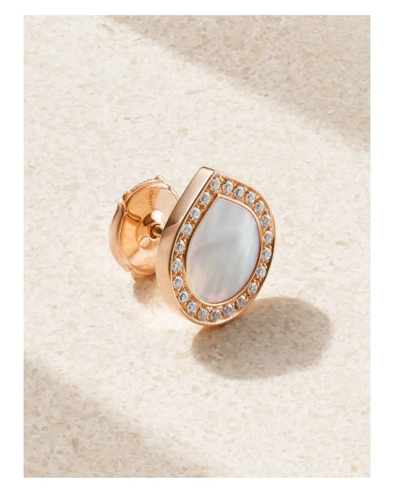 Repossi Antifer Einzelner Ohrstecker Aus 18 Karat Roségold Mit Perlmutt Und Diamanten - Weiß Weiß