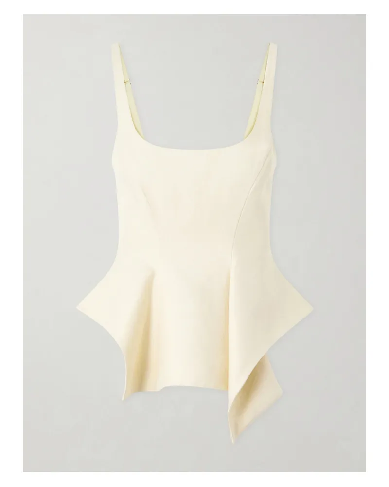 KHAITE Loa Linen Peplum Top - Neutrals Neutrals