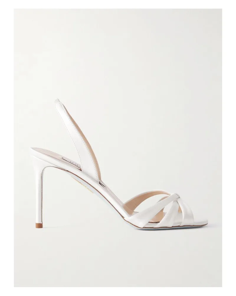 Aquazzura Tati 85 Slingback-sandalen Aus Satin - Weiß Weiß
