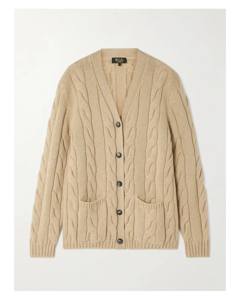 Loro Piana Napier Cardigan Aus Kaschmir In Zopfstrick - Neutral Neutral