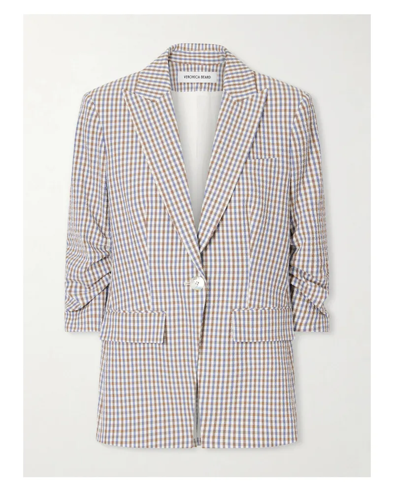 Veronica Beard Clayton Dickie Checked Cotton-seersucker Jacket - Gray Gray