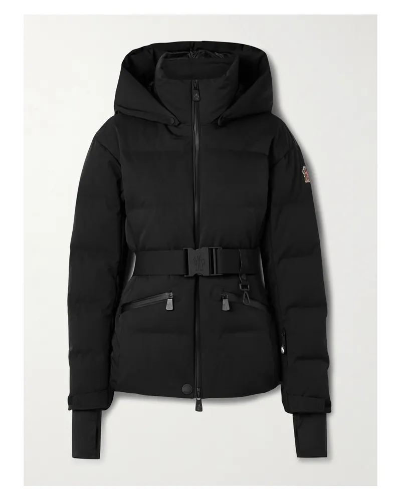 Moncler Tolima Hooded Belted Quilted Down Ski Jacket - Black Black