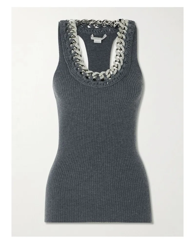 Stella McCartney Falabella Tanktop Aus Einer Gerippten Wollmischung Mit Ketten - Grau Grau