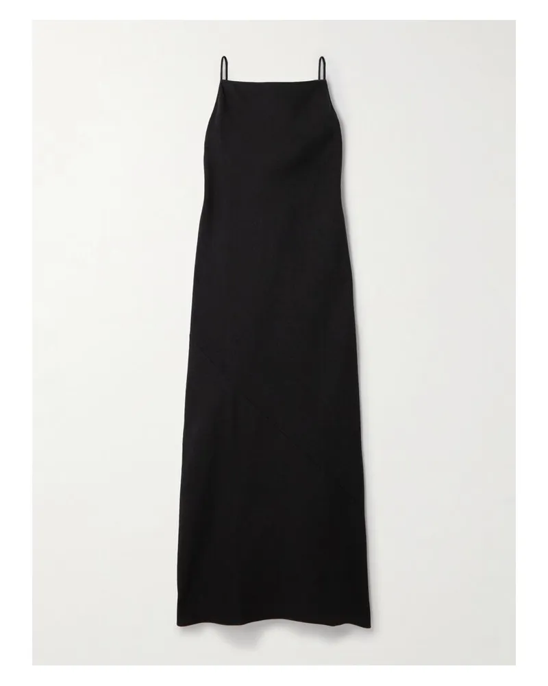 Another Tomorrow Midikleid Aus Einer Hanfmischung - Schwarz Schwarz