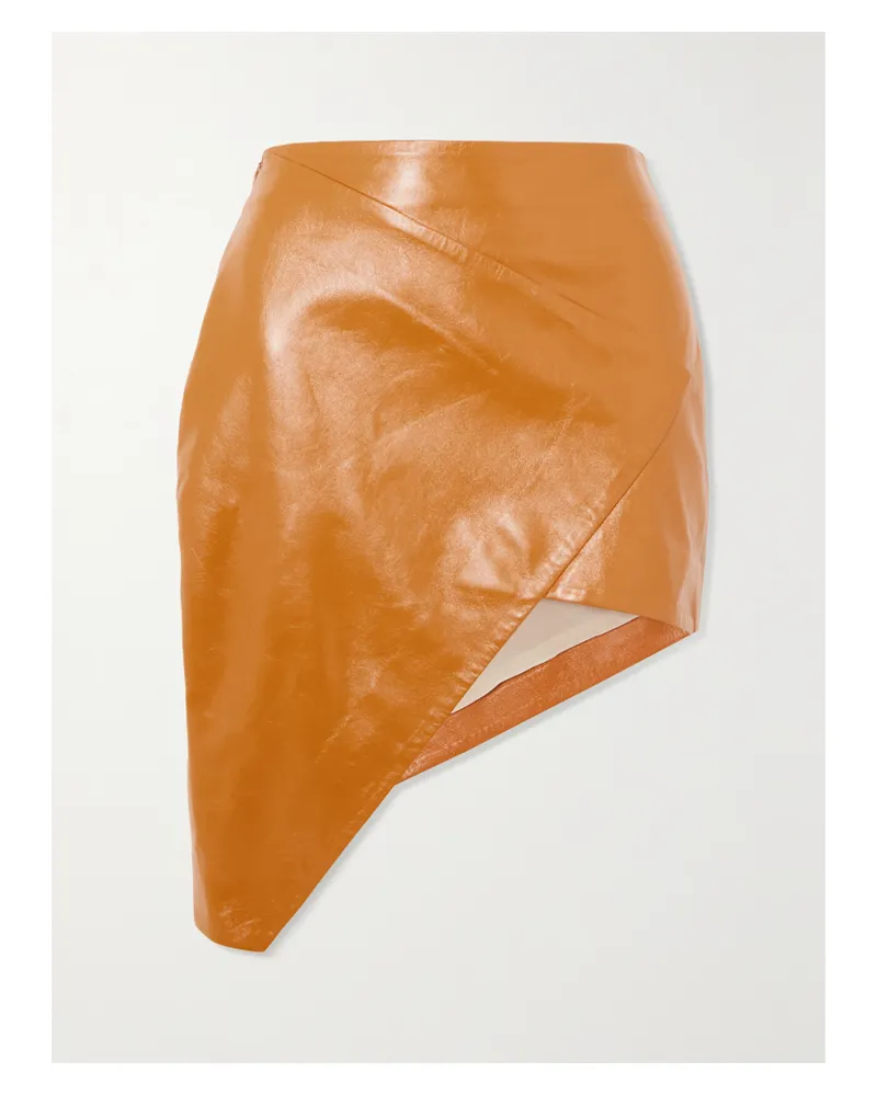 Zeynep Arcay Asymmetrischer Minirock Aus Leder Mit Wickeleffekt - Gold Gold