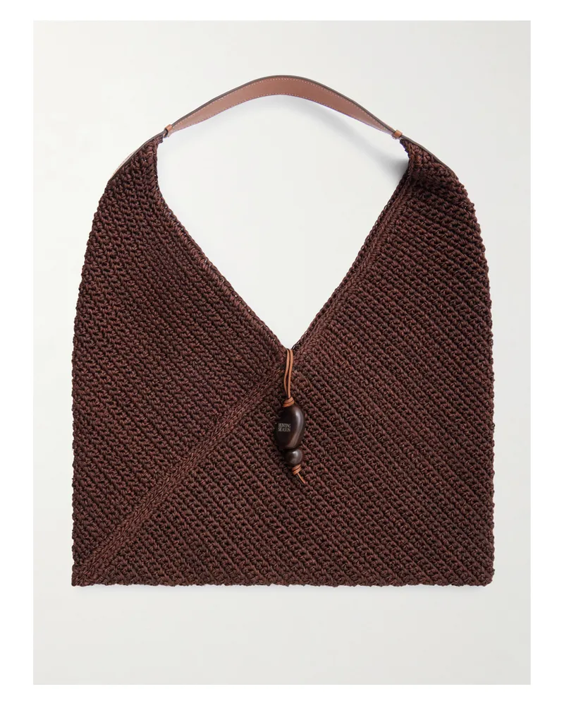 Hunting Season Origami Large Leather-trimmed Fique Tote - Brown Brown