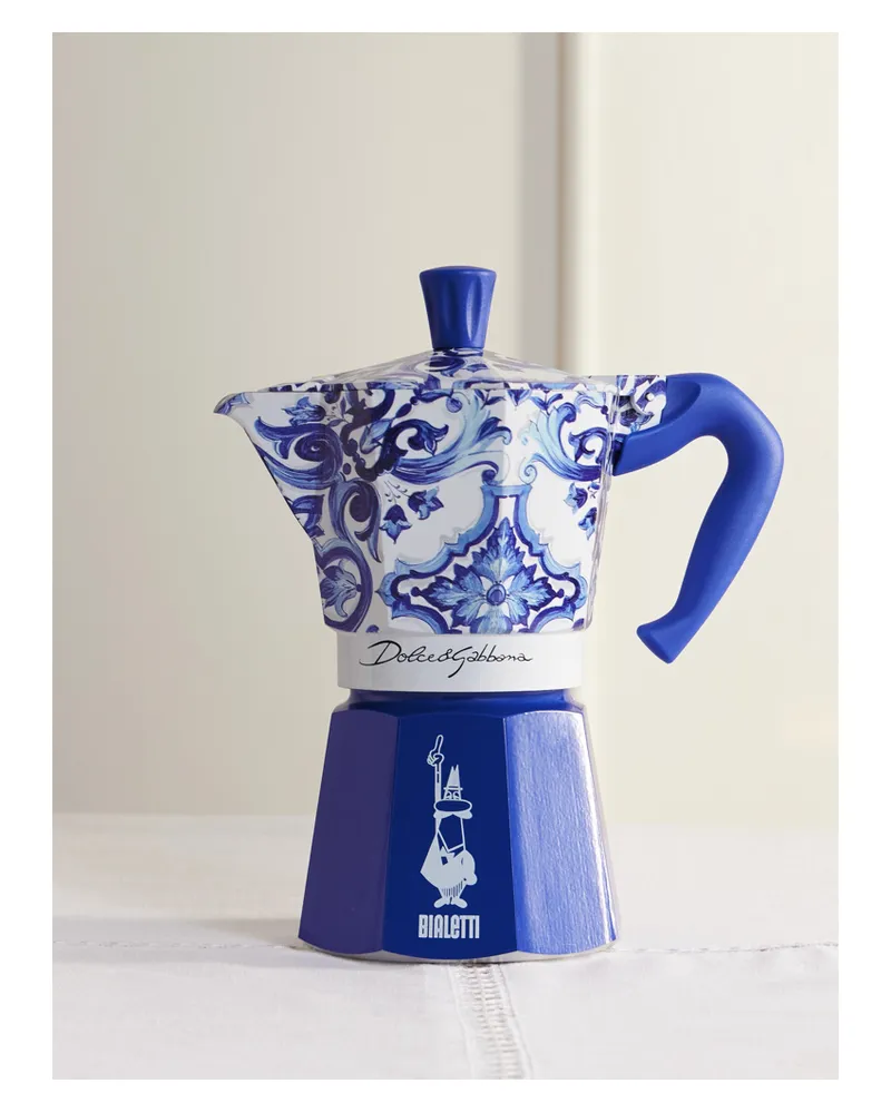 Dolce & Gabbana Bialetti Moka Express Großer Espressokocher Aus Bedrucktem Aluminium - Blau Blau