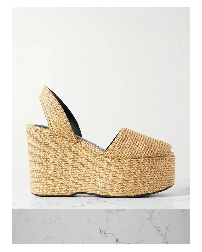 Alaïa Slingback-wedges Aus Stroh Mit Plateau - Neutral Neutral