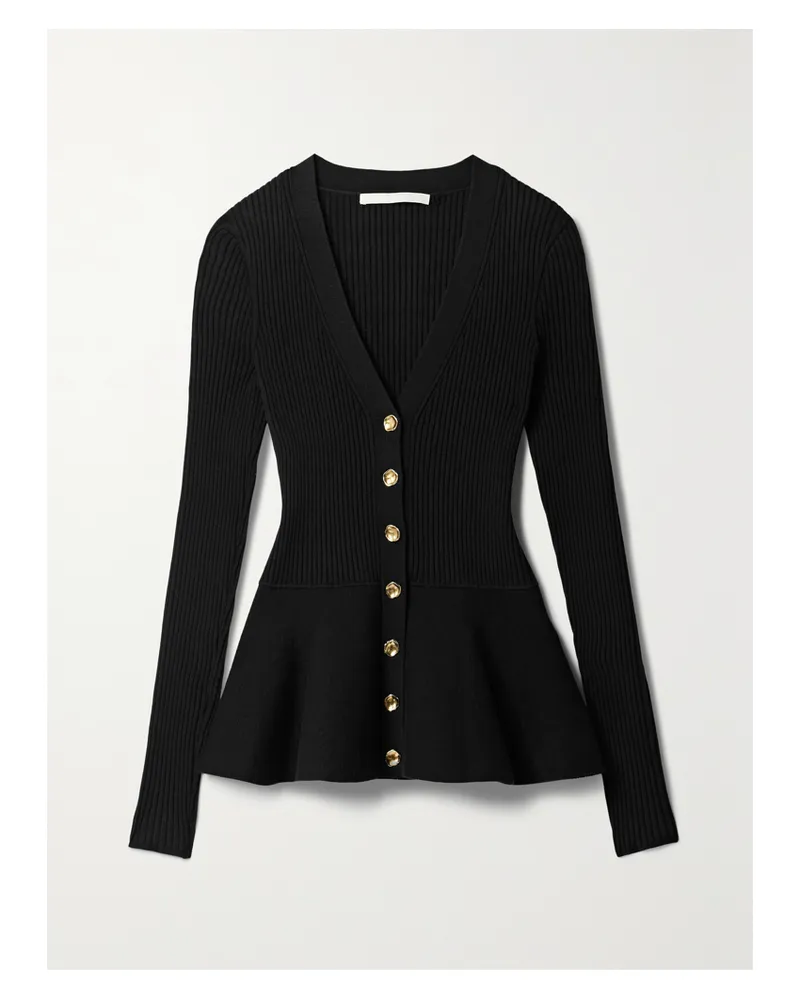 Jason Wu Cardigan Aus Rippstrick Mit Schößchen - Schwarz Schwarz