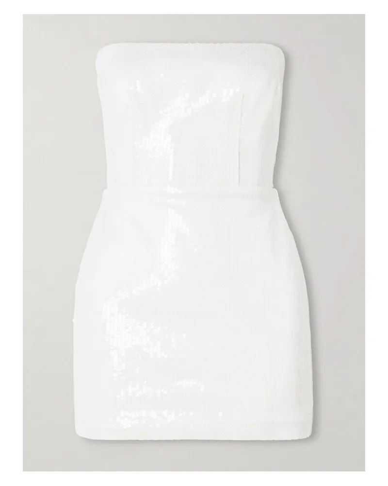 Alex Perry Trägerloses Minikleid Aus Tüll Mit Pailletten - Weiß Weiß