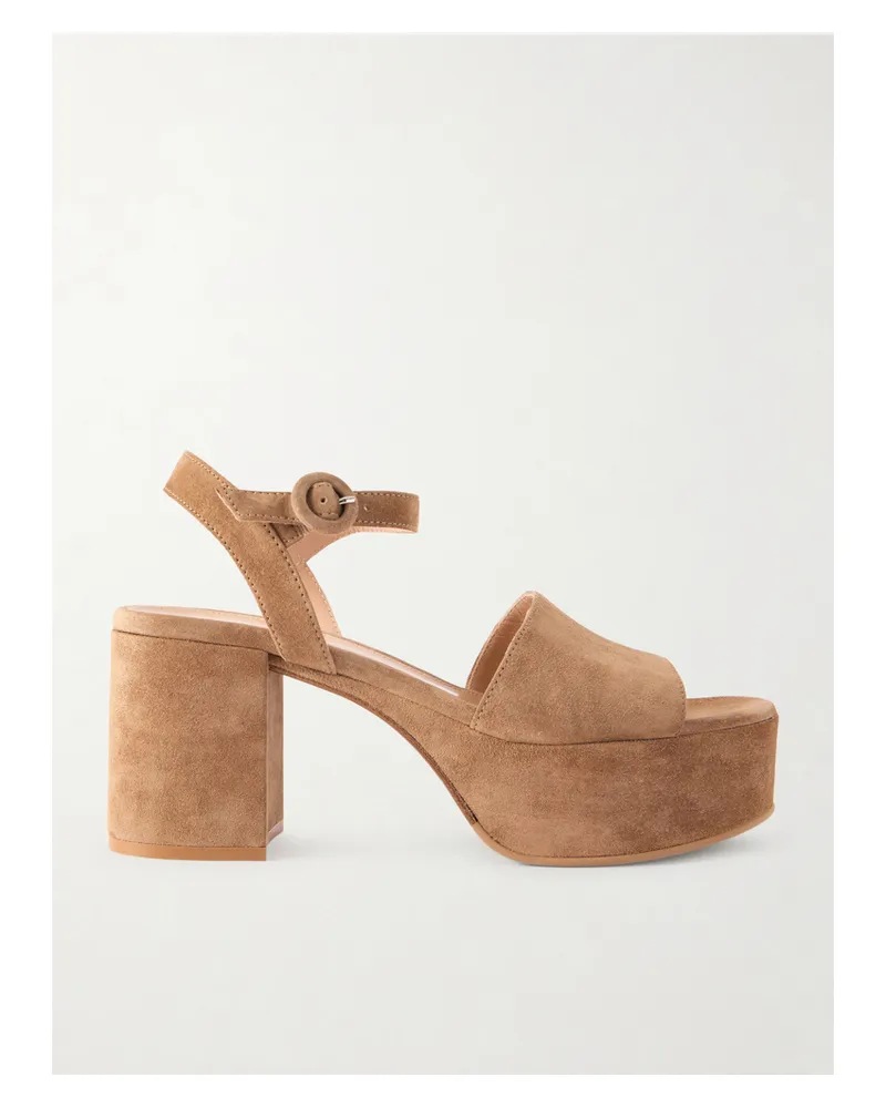 Gianvito Rossi Carol 35 Plateausandalen Aus Veloursleder - Neutral Neutral