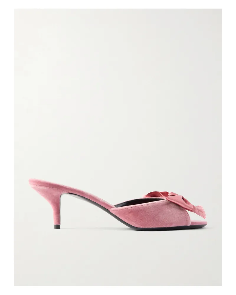 Valentino Garavani Marie A 55 Mules Aus Samt Mit Schleife Aus Satin - Pink Pink