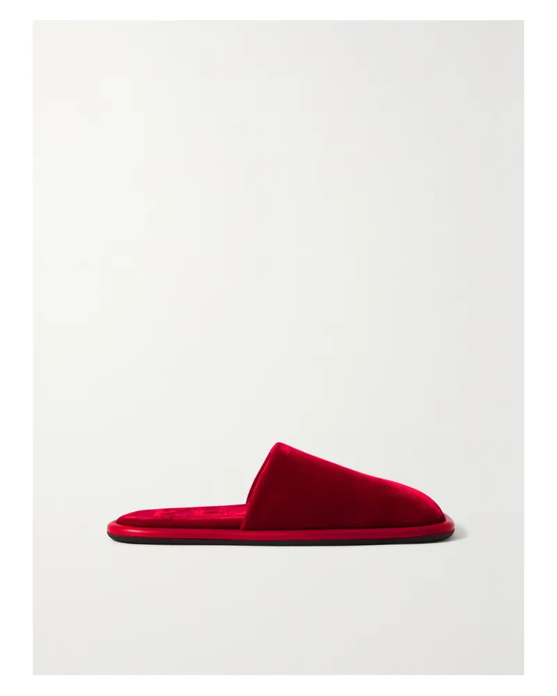 KHAITE Monaco Slippers Aus Samt Mit Lederbesatz - Rot Rot