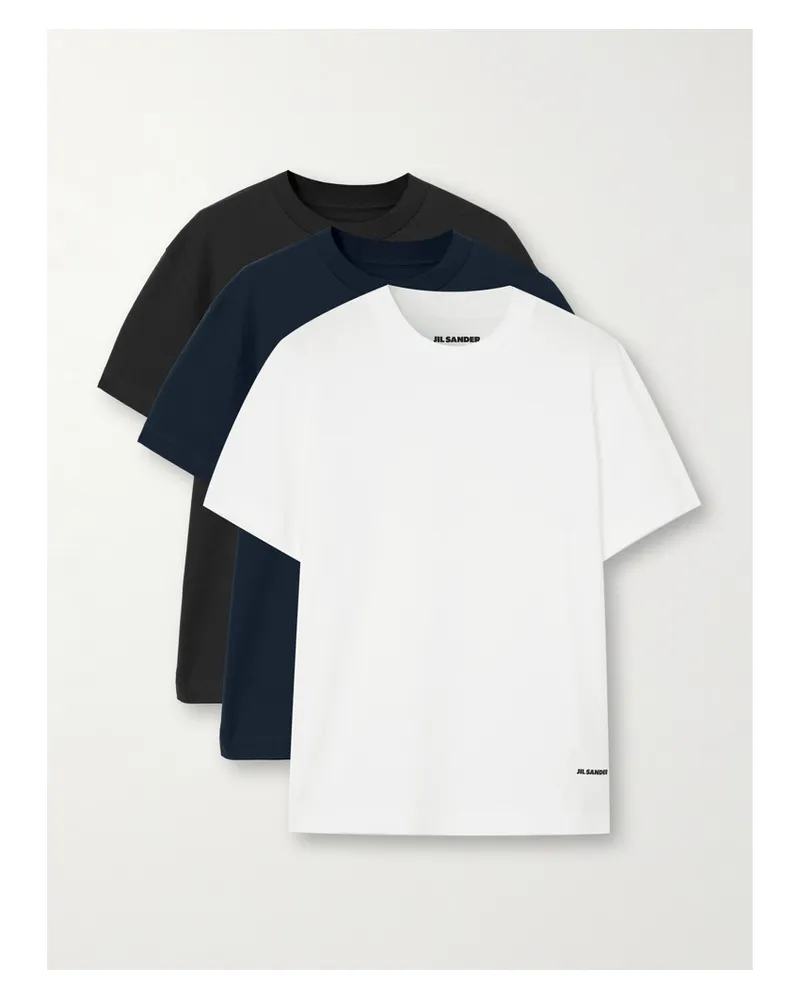 Jil Sander Three-pack Appliquéd Cotton-jersey T-shirts - Multi Multi