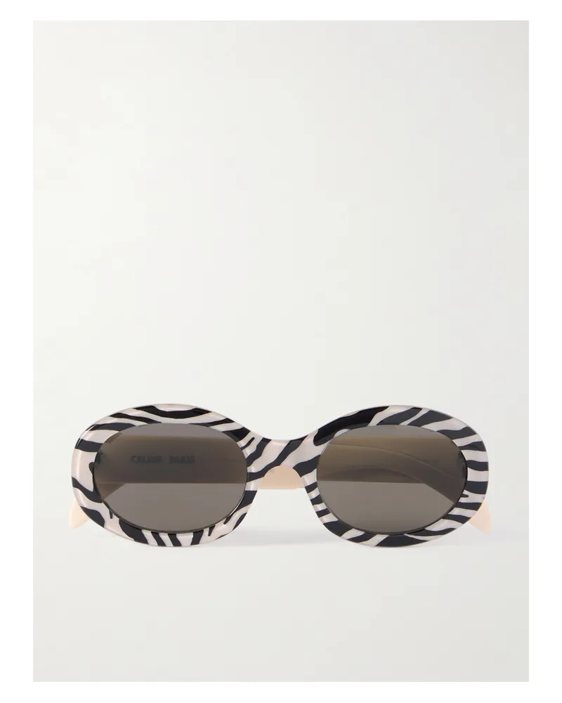Celine Round-frame Striped Acetate Sunglasses - Animal print Animal