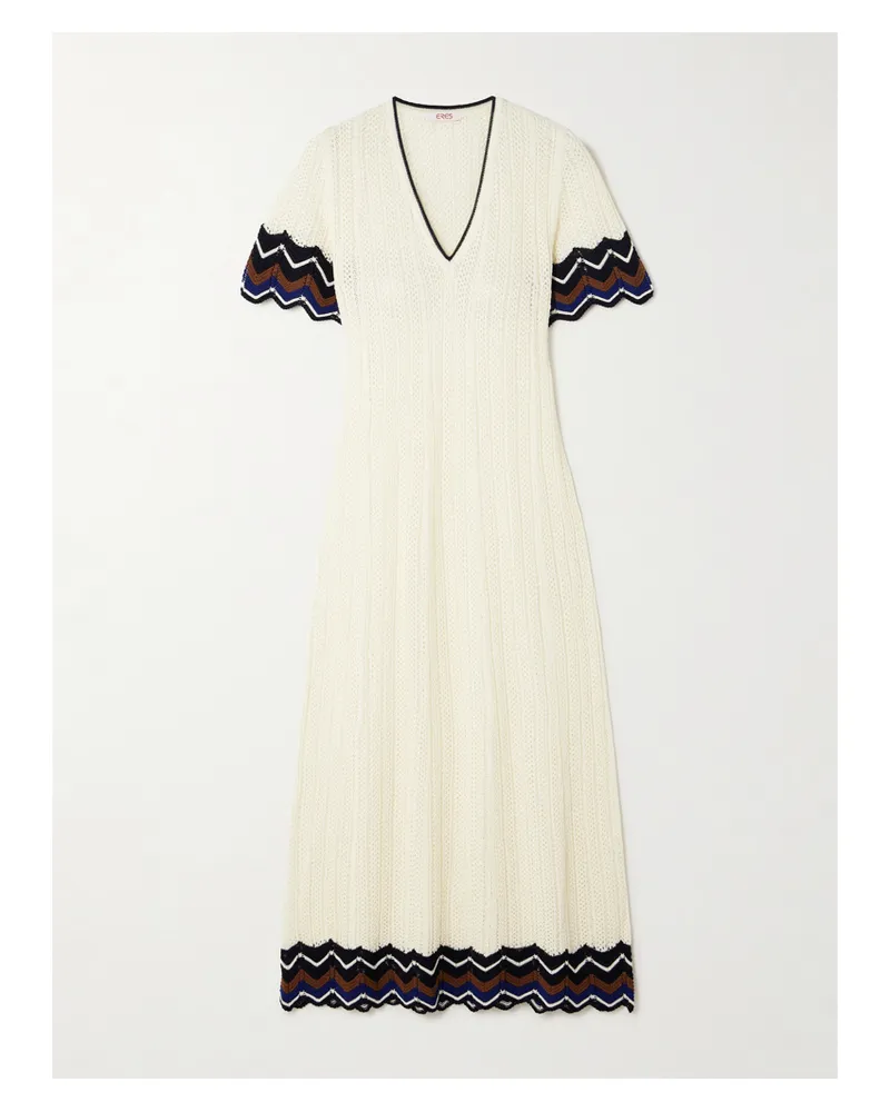 Eres Luna Kleid Aus Einer Gehäkelten Baumwollmischung Mit Streifen - Weiß Weiß