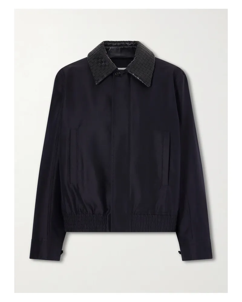 Bottega Veneta Intrecciato Leather-trimmed Canvas Jacket - Black Black