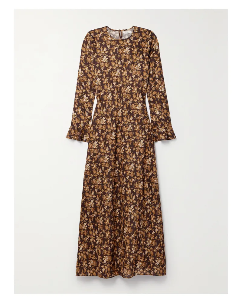 DÔEN Net Sustain Amande Maxikleid Aus Bedrucktem Baumwoll-voile - Mehrfarbig Mehrfarbig